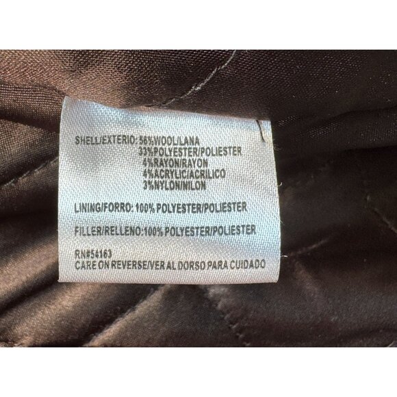 Calvin Klein Women's Wool Hooded Coat Medium Red Burgundy Full Zip Snap - Picture 5 of 13